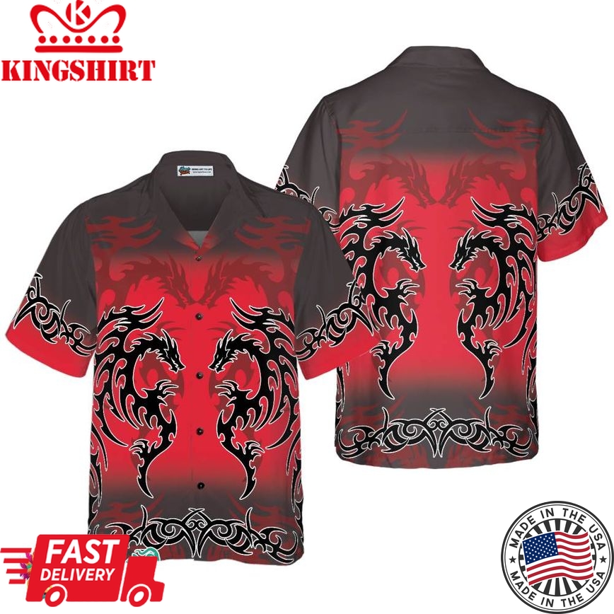 Red Tribal Dragon Hawaiian Shirt