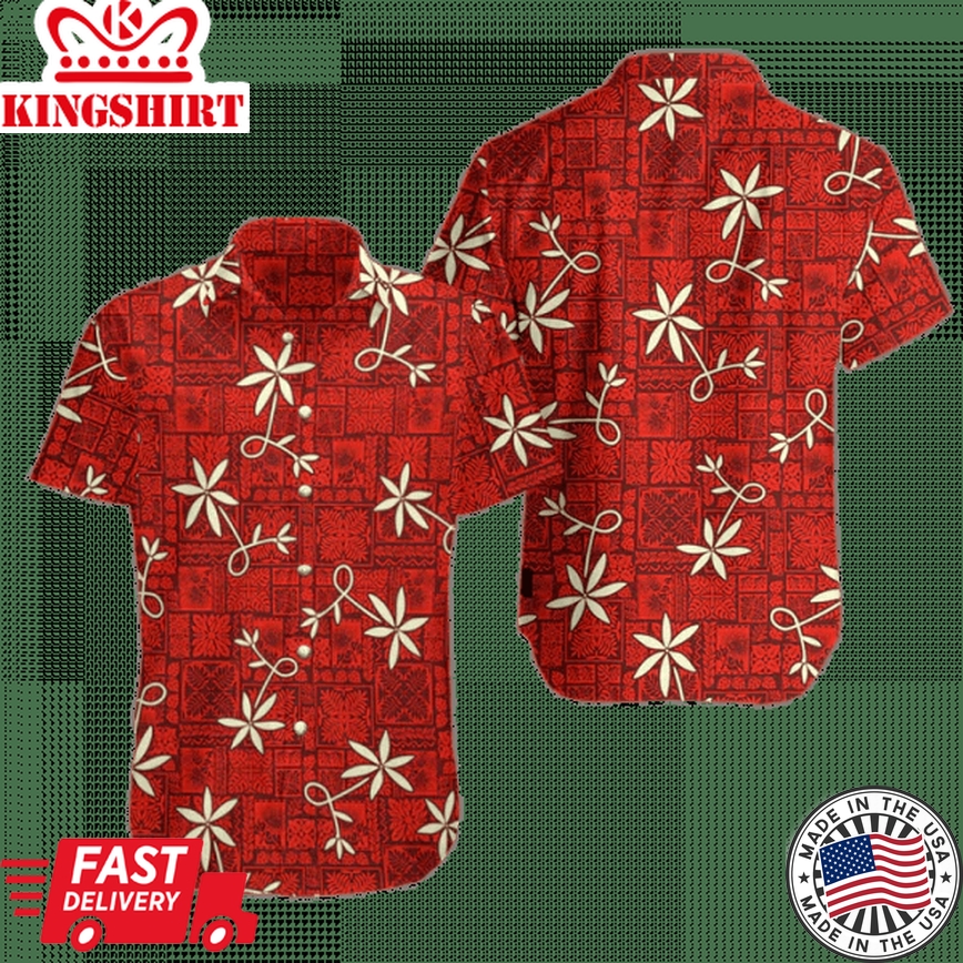 Red Tropical Pattern Trendy Hawaiian Shirt