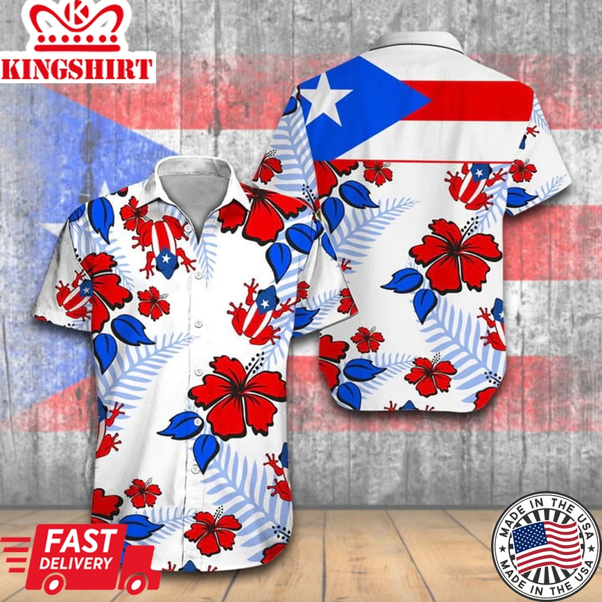 Restocked Mall - Puerto Rico Coqui Hibiscus Trendy Hawaiian Shirt