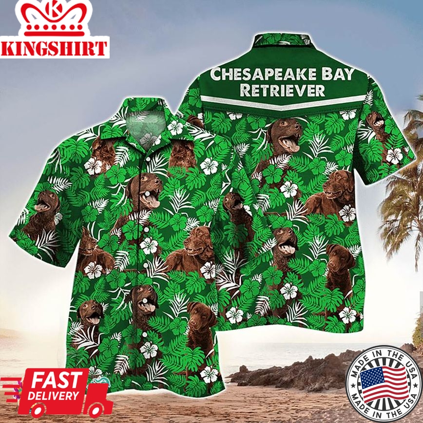 Retriever Dog Aloha Shirt Tropical Chesapeake Bay, Aloha Hawaiian Shirts