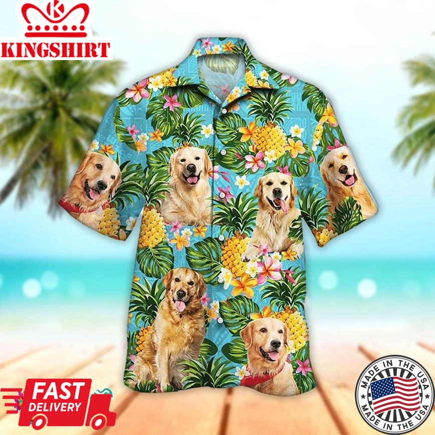 Retriever Dog Shirt Retriever Dog Hawaiian Aloha Beach Shirt