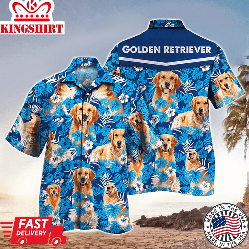 Retriever Dog Shirt, Retriever Dog Trendy Hawaiian Shirt For Dog Lovers