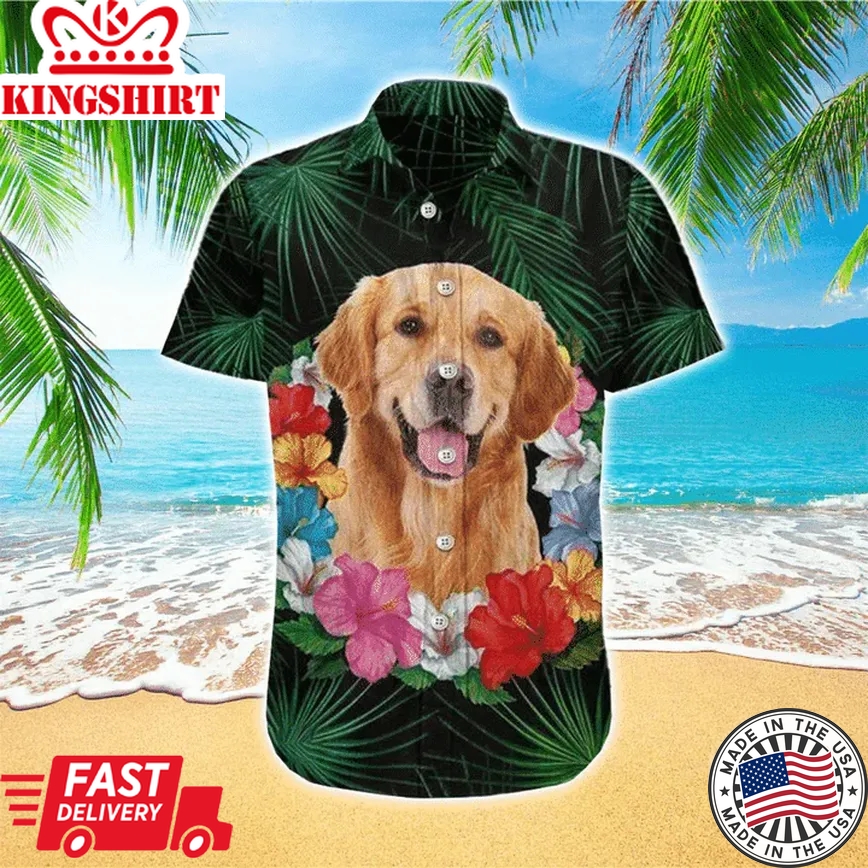 Retriever Dog Trendy Hawaiian Shirt, Dog Trendy Hawaiian Shirt Men