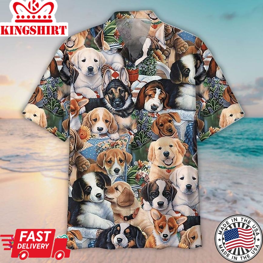 Retriever Hawaiian Shirt Cute Puppy Dogs, Aloha Hawaiian Shirts