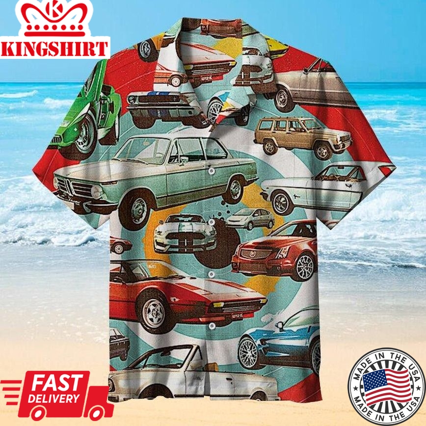 Retro Car Printing Art Trendy Hawaiian Shirt