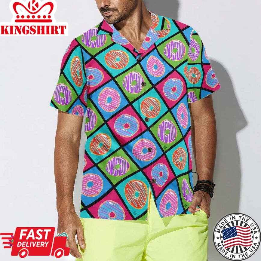 Retro Cute Yummy Donuts Pattern Hawaiian Shirt