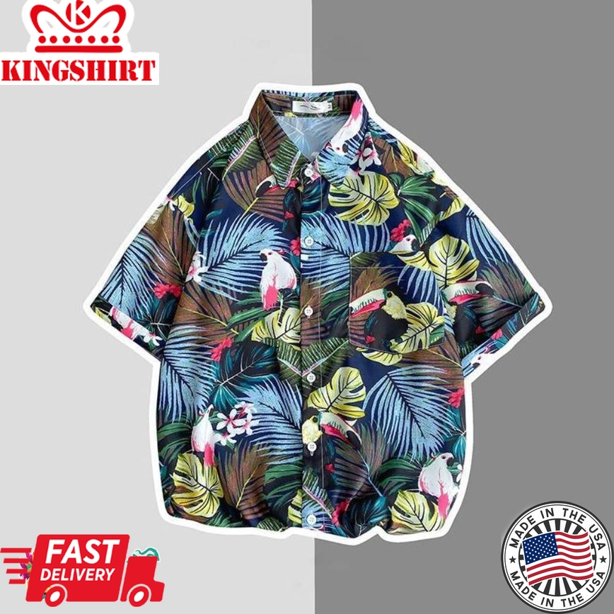 Retro Trending Hawaiian Shirts Hawaiian Shirt All-Match Leaf Style Clothing