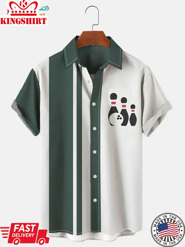 Retro Vintage Bowling Shirt for Men