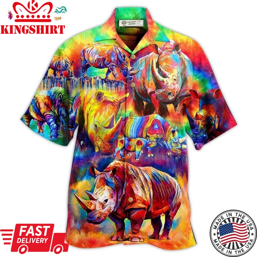 Rhino Painting Style So Much Cool Hawaiian Shirt