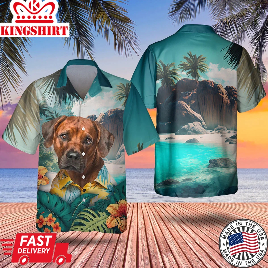 Rhodesian Ridgeback Tropical Trendy Hawaiian Shirt, Dog Lover Trendy Hawaiian Shirt, Summer Gift For Men And Women