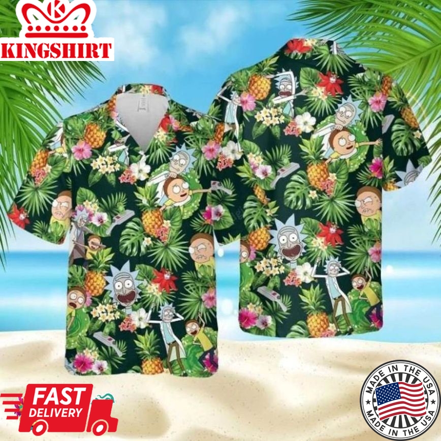 Rick And Morty Hawaiian Shirt - Add Some Fun And Quirkiness To Your Family's Summer Beach Wardrobe