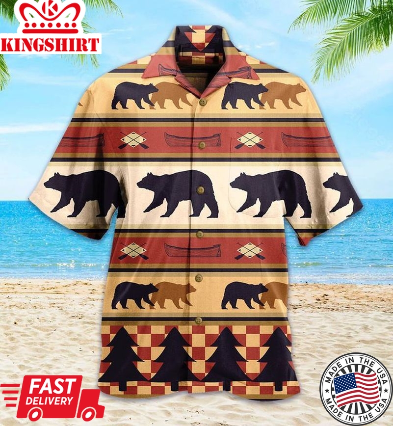 River Bear Plush Brown Trendy Hawaiian Shirt 3D Summer Gifts