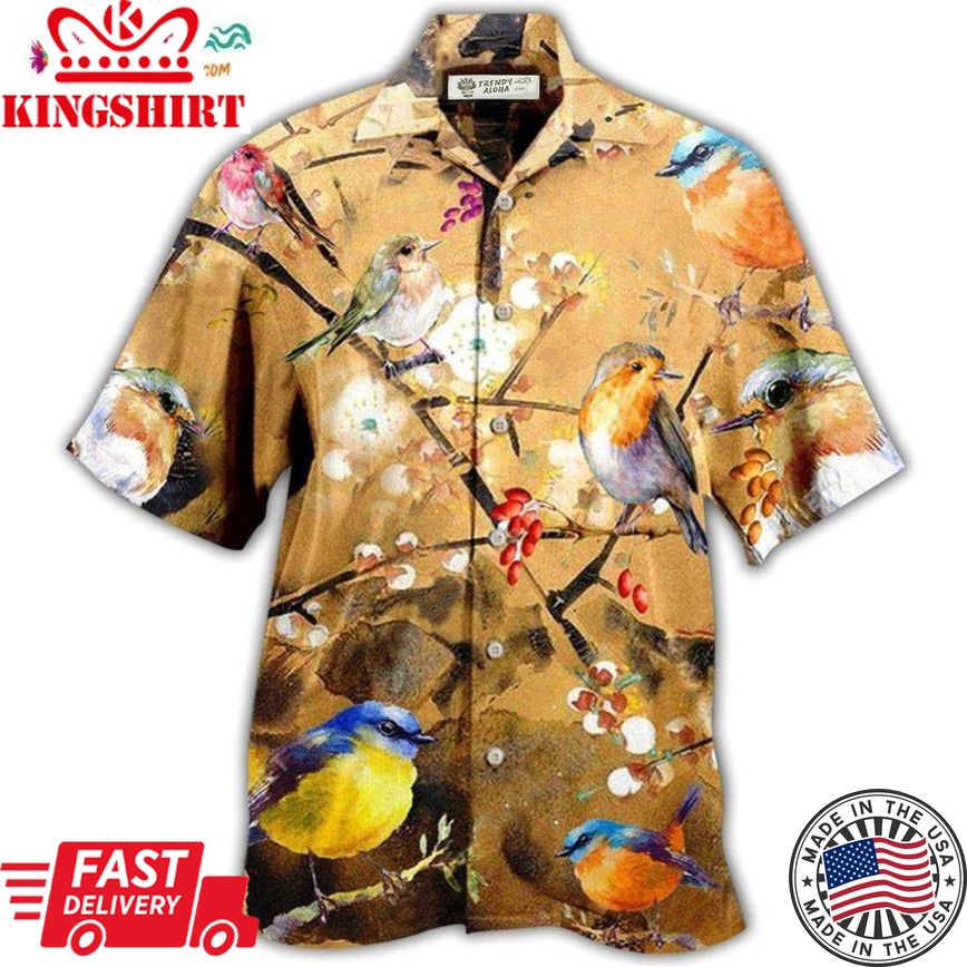 Robin The Bird Took Its Perch On A Tree Branch Hawaiian Shirt