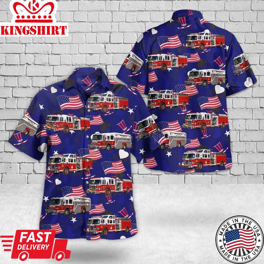 Rochelle Park, New Jersey, Rochelle Park Fire Department, 4Th Of July Trendy Hawaiian Shirt