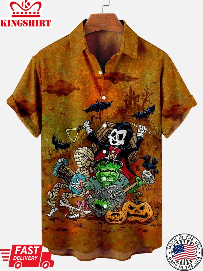 Rockin' Bones Aloha: Skull Music Pattern Hawaiian Shirt