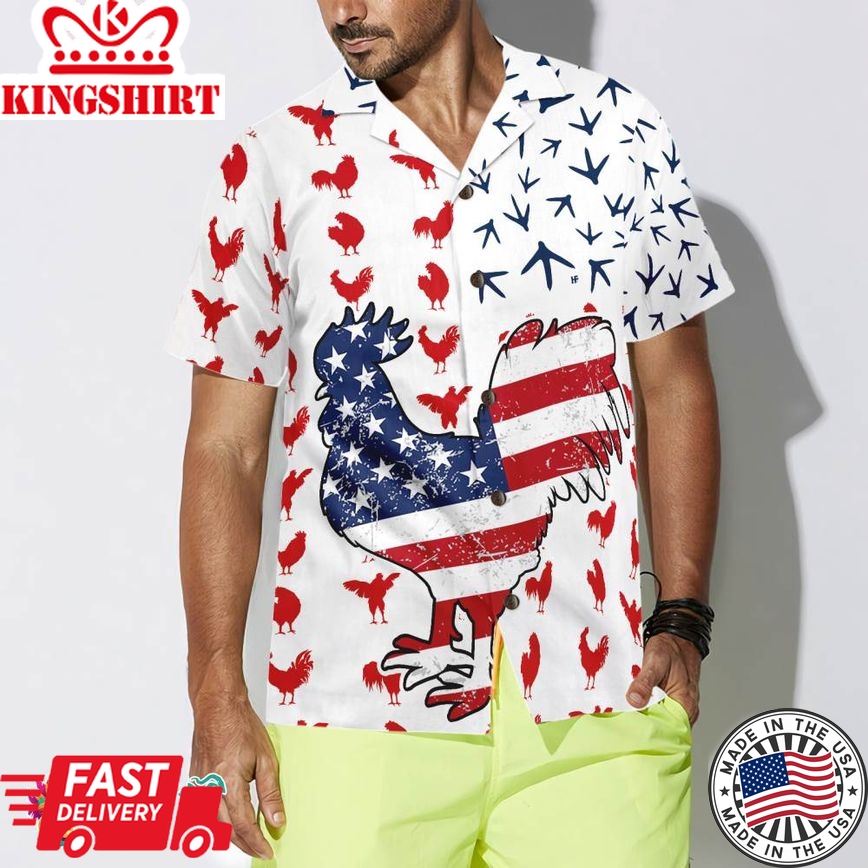 Rooster American Flag V2 Hawaiian Shirt