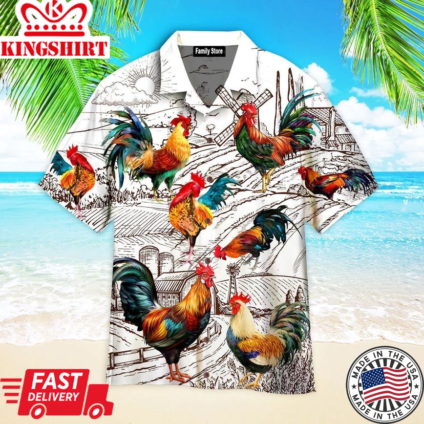 Rooster Cattle Farming Summer Hawaiian Shirts