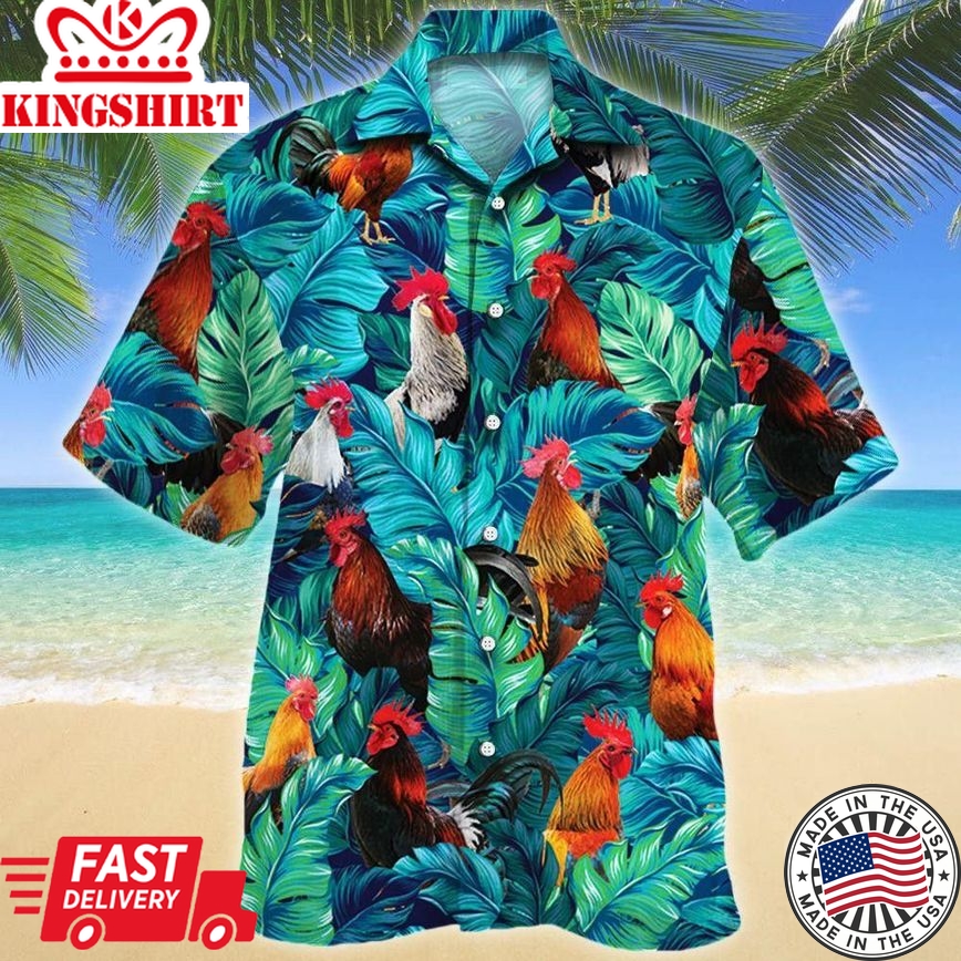 Rooster Lovers Gift Trendy Hawaiian Shirt, Chicken Lover Trendy Hawaiian Shirt For Summer Gifts