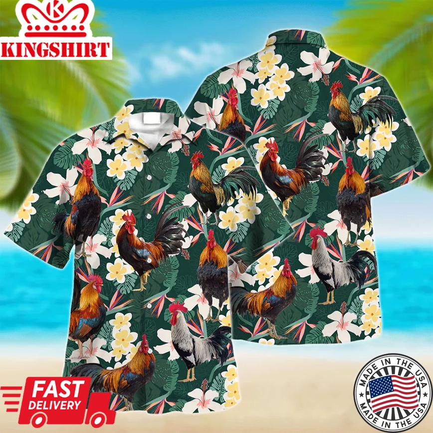 Rooster Trendy Hawaiian Shirt, Farm Lover Hawaii Shirt, Animal Lover Shirt, Farmer Shirt For Men And Women