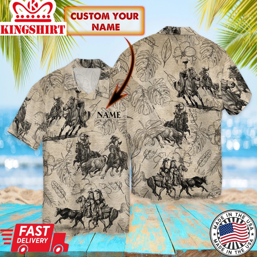 Roping Trendy Hawaiian Shirt, Roping Hawaii Shirt, Custom Name Trendy Hawaiian Shirt For Men, Women