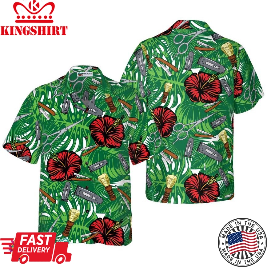 Rose Barber Tools Pattern V1 Hawaiian Shirt