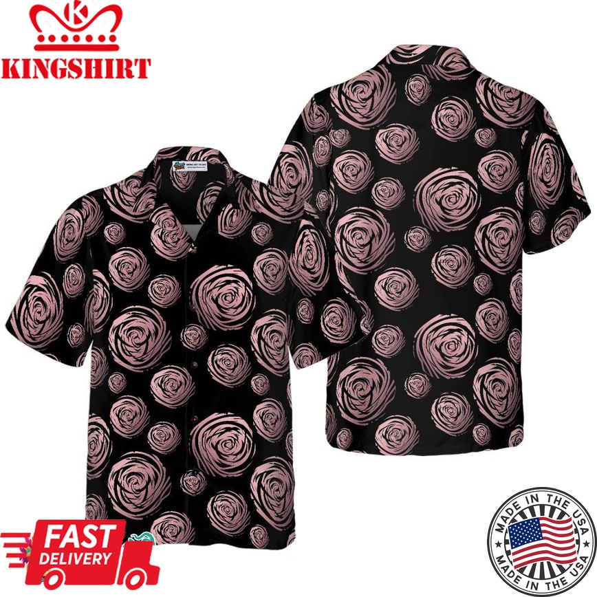 Rose Gold In Black Hawaiian Shirt