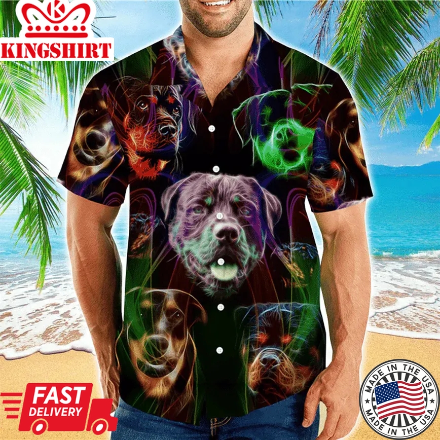 Rottweiler Colorful Tropical Trendy Hawaiian Shirt, Dog Short Sleeve Hawaiian Aloha Shirt