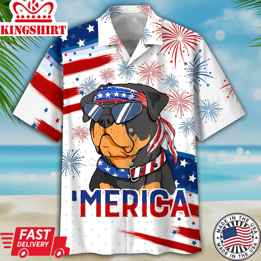 Rottweiler Dog Merica Independence Day Usa Flag Trendy Hawaiian Shirt For Men Women, 4Th Of July Gift For Dog Lovers