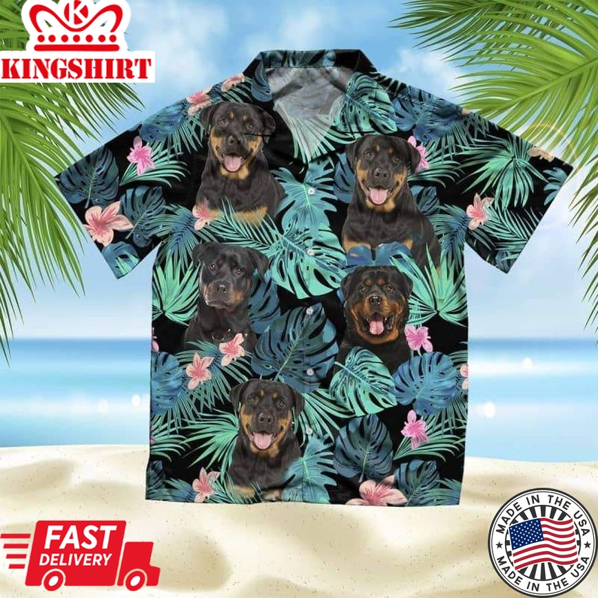 Rottweiler Dog Summer Leaves Trendy Hawaiian Shirt Summer Gifts