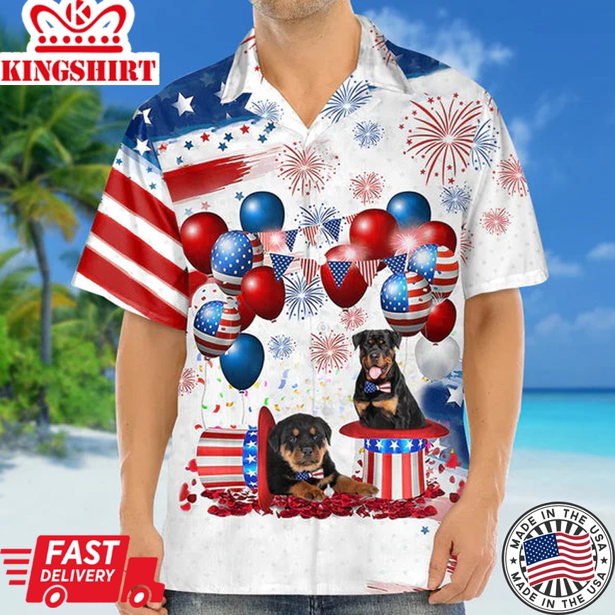 Rottweiler Independence Day Trendy Hawaiian Shirt For Men And Women, 4Th Of July Trendy Hawaiian Shirt