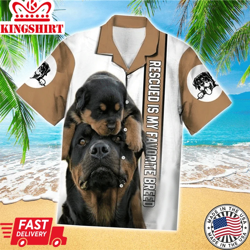 Rottweiler Is My Favorite Breed Trendy Hawaiian Shirt, Dog Short Sleeve Hawaiian Aloha Shirt