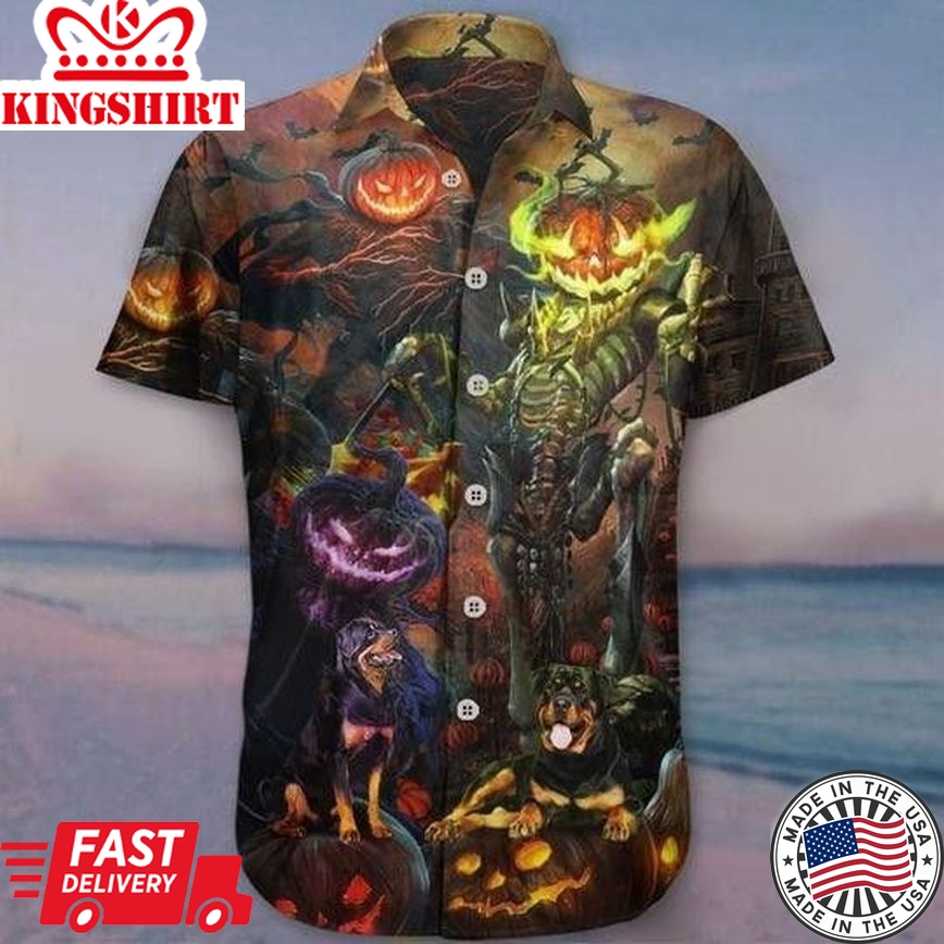 Rottweiler Pumpkin King Halloween Trendy Hawaiian Shirt