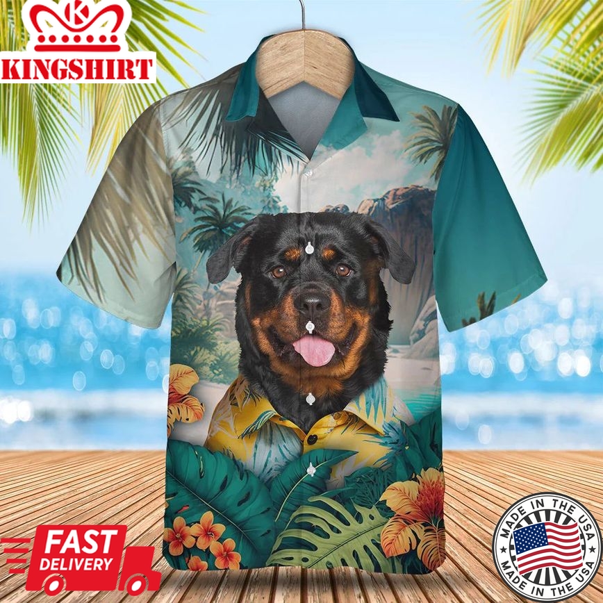 Rottweiler Tropical Paradise - Unleash Your Style with this 3D Trendy Hawaiian Shirt