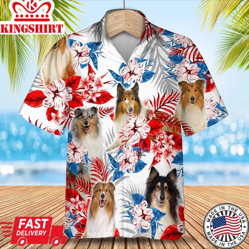 Rough Collie Trendy Hawaiian Shirt Gift For Summer, Summer Aloha Shirt, Trendy Hawaiian Shirt For Men And Women