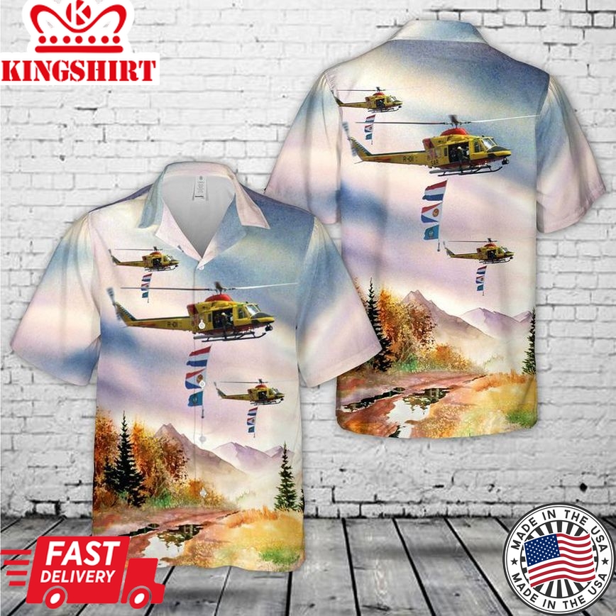 Royal Netherlands Air Force 303 Sqn Agusta-Bell Ab.412Sp R-01 Trendy Hawaiian Shirt