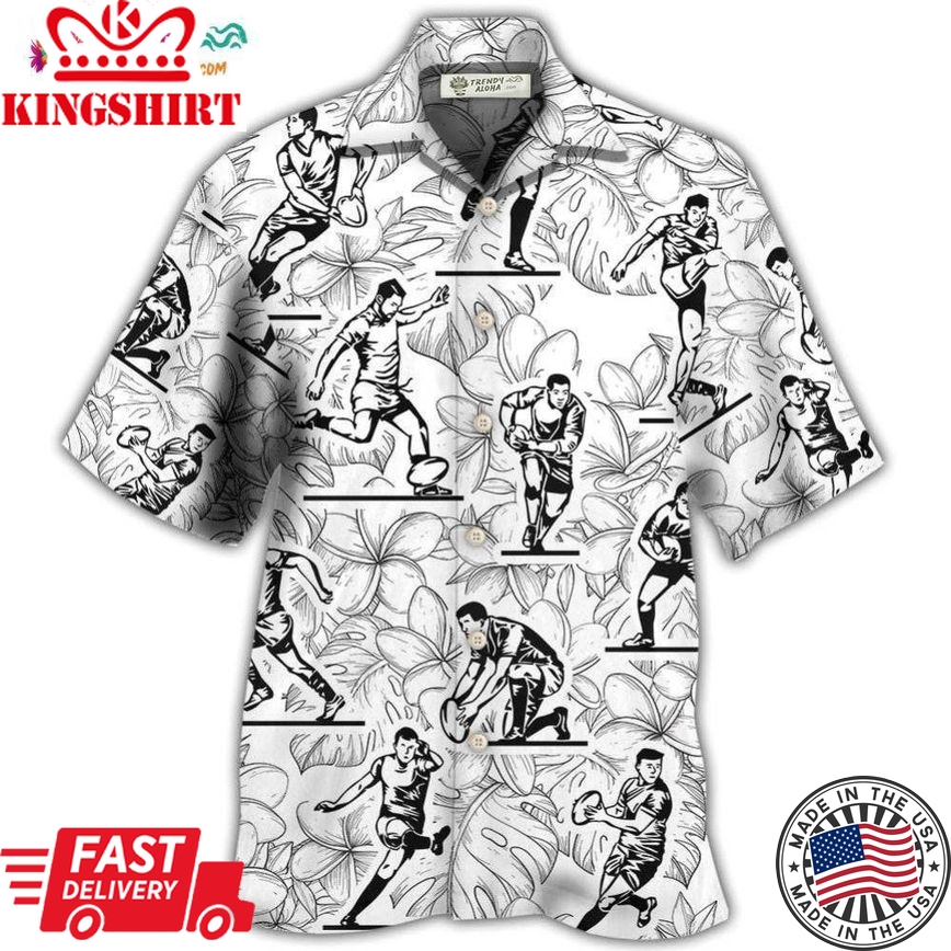 Rugby Tropical Leaf Ball Games Hawaiian Shirt