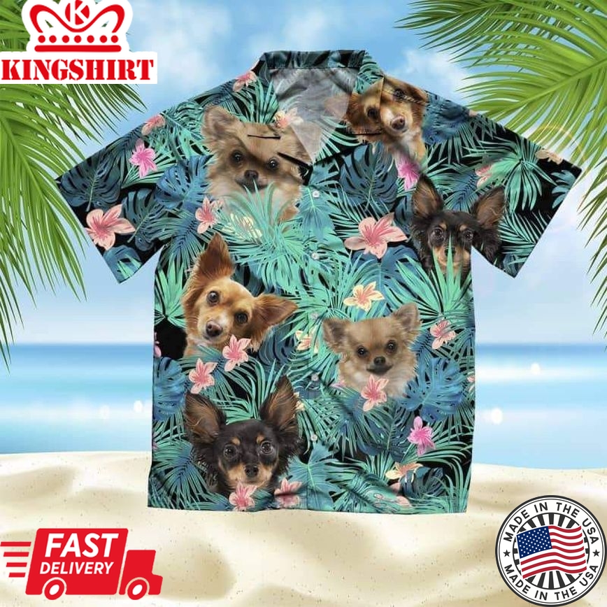 Rusky Toy Trendy Hawaiian Shirt, Dog Summer Leaves Trendy Hawaiian Shirt, Unisex Print Aloha Short Sleeve Casual Shirt Summer Gifts