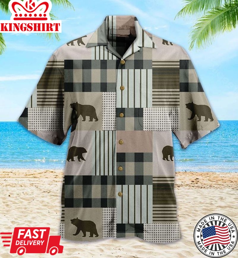 Rustic Bear Brown Trendy Hawaiian Shirt 3D, Bear Lover Trendy Hawaiian Shirt For Summer Gifts