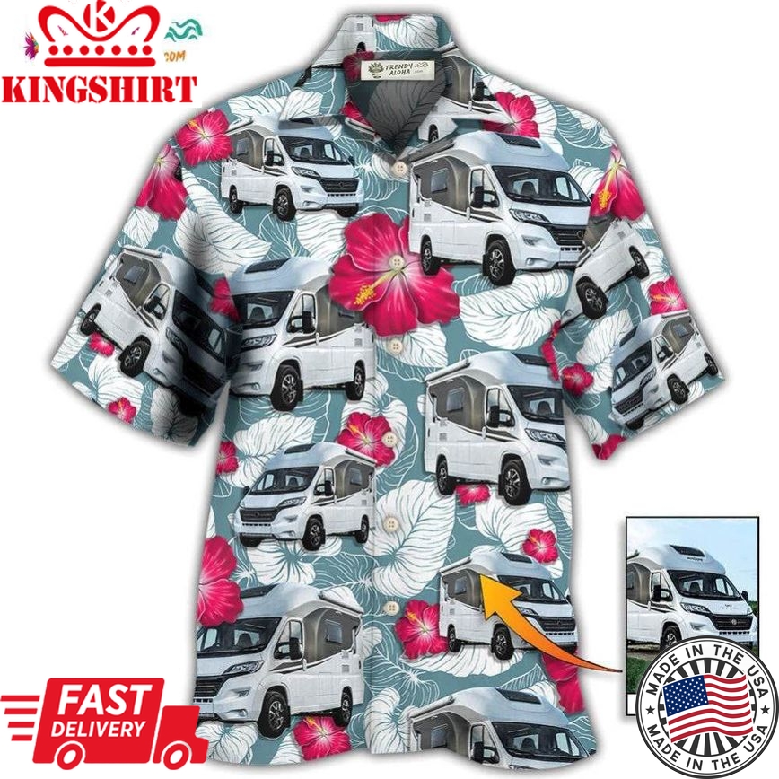 Rv Camper Tropical Custom Photo Hawaiian Shirt