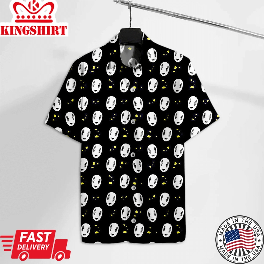 S.Ghibli Trendy Hawaiian Shirt No Face With Gold Pattern Hawaii Tshirt Amazing S.Ghibli No Face Aloha Shirt