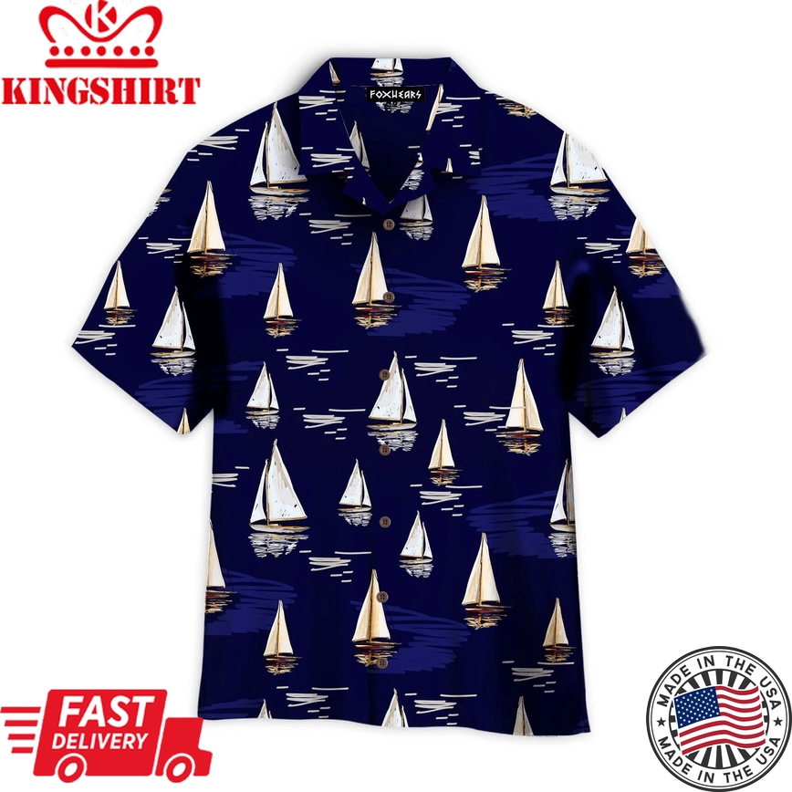 Sailboat Surfing In The Ocean Aloha Trendy Hawaiian Shirts