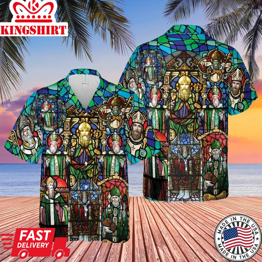 Saint Patrick's Day Stained Glass Trendy Hawaiian Shirt For Aloha Shirt