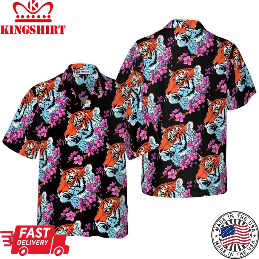 Sakura Tiger Shirt For Men Hawaiian Shirt