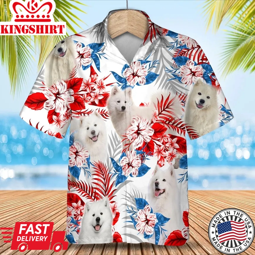 Samoyed Trendy Hawaiian Shirt Gift For Summer, Summer Aloha Shirt, Trendy Hawaiian Shirt For Men And Women