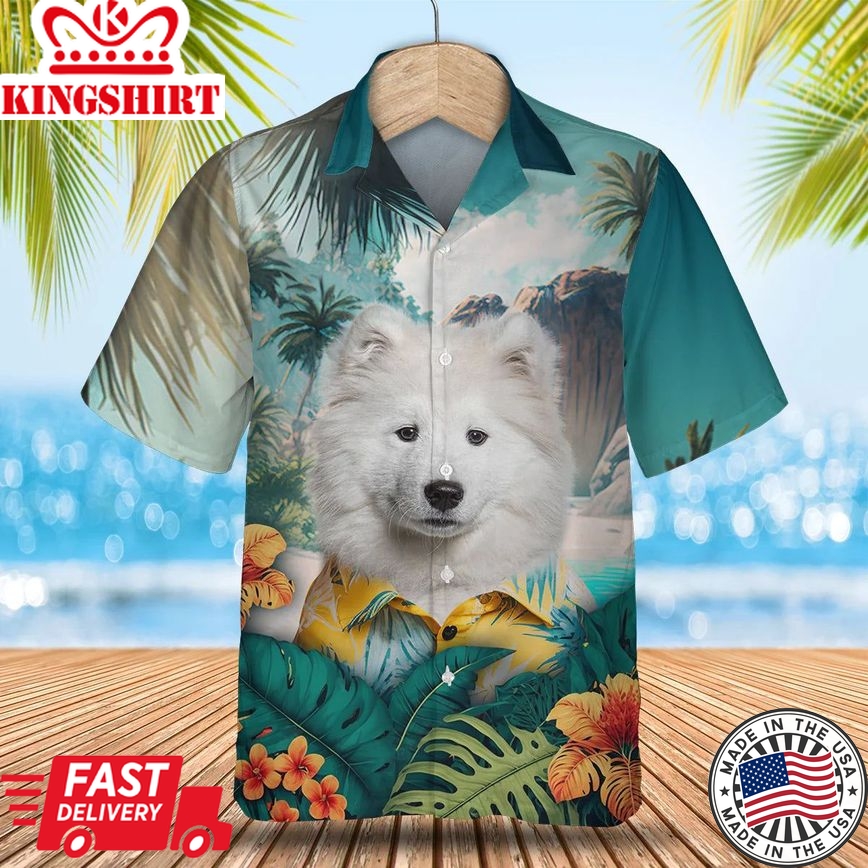 Samoyed Tropic Oasis - Explore Hawaii in Style with this Vibrant Trendy Hawaiian Shirt