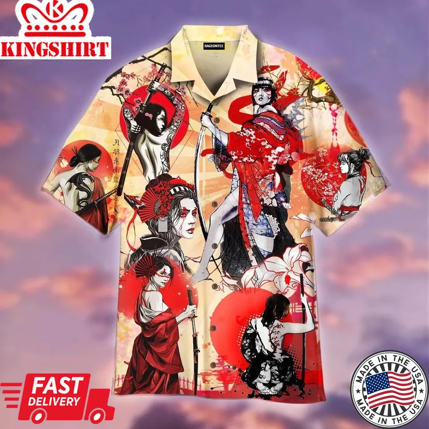 Samurai Girls Trendy Hawaiian Shirt