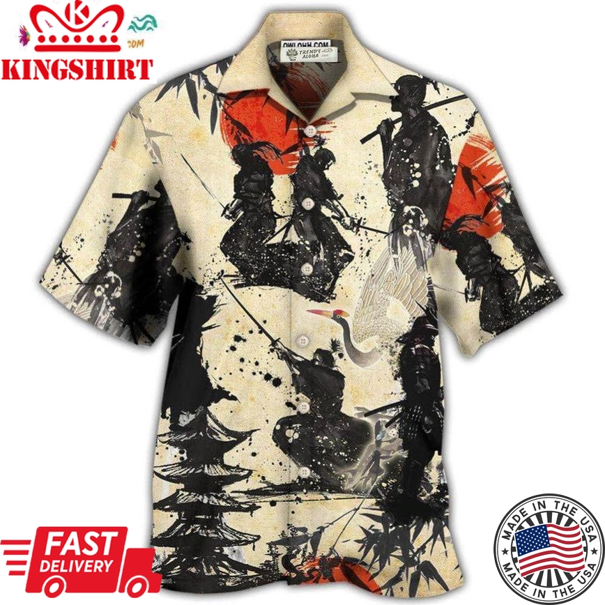 Samurai Mountain Sketch Art Hawaiian Shirt