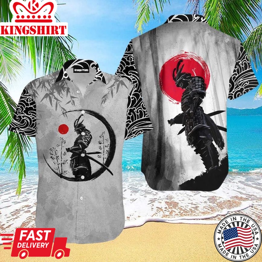 Samurai Red Sun Trendy Hawaiian Shirt For