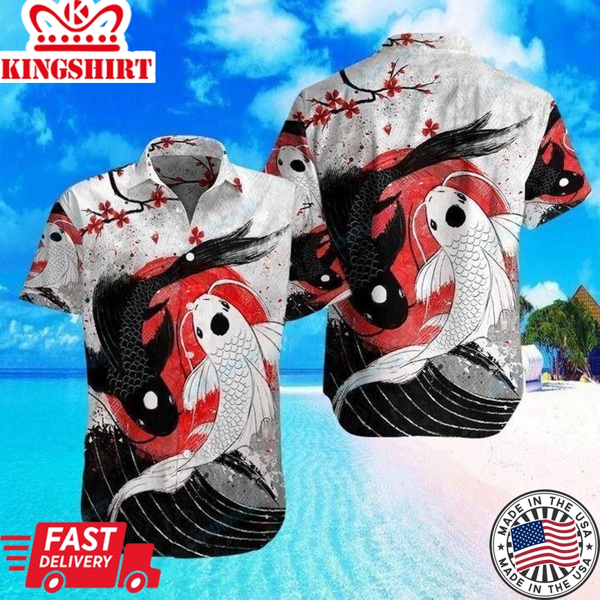 Samurai Yin Yang Koi Fish Trendy Hawaiian Shirt