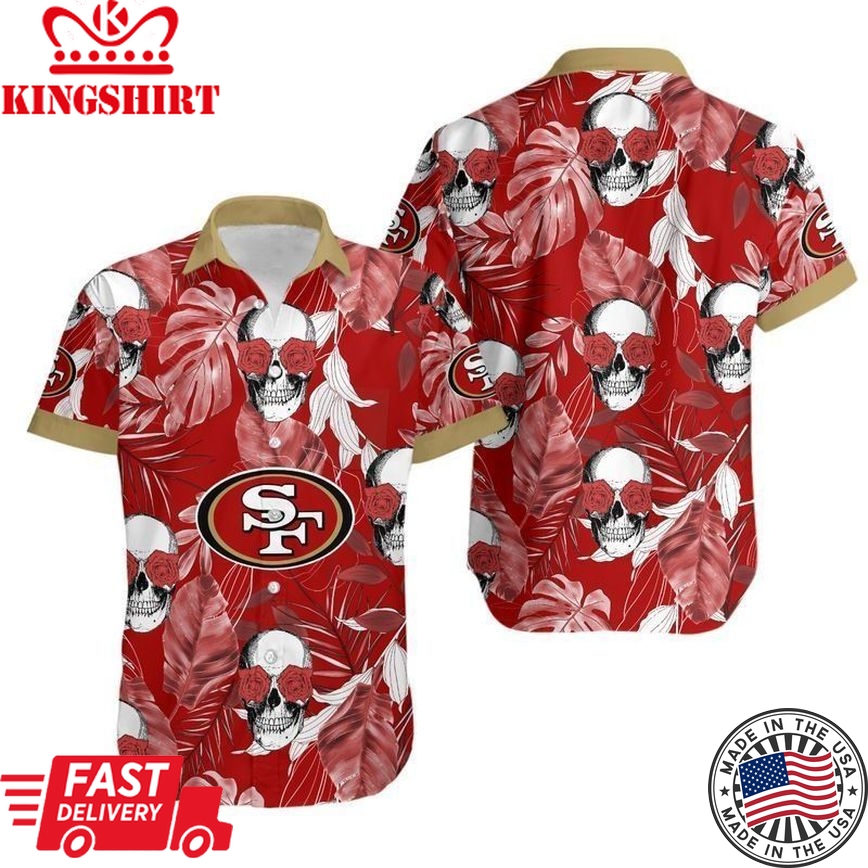 San Francisco 49Ers Coconut Leaves And Skulls Hawaii Shirt And Shorts